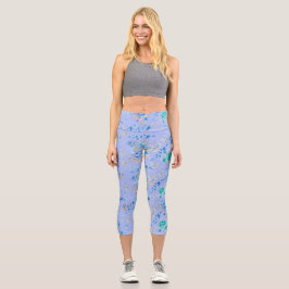 Schöner blauer Blumengarten Capri Leggings