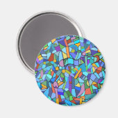 Schöner Blauer Buntglaseffekt Magnet (Vorderseite/Rückseite)