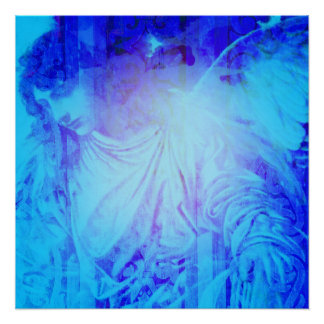 Schöner blauer Engel des Schutzes und der Vergebun Poster