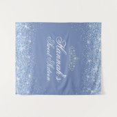 Schöner blauer Glitzer Sweet 16 Hintergrund Wandteppich (Vorderseite (Horizontal))