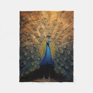 Schöner blauer Goldpfau Fleecedecke