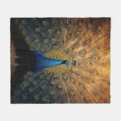 Schöner blauer Goldpfau Fleecedecke (Vorderseite (Horizontal))