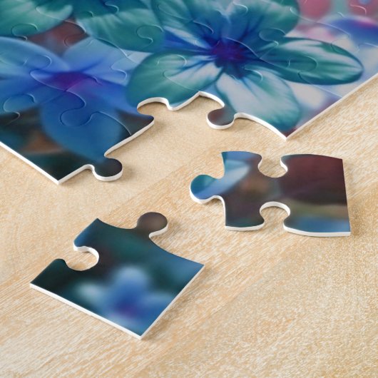 Schöner Blauer Mond mit Blume Puzzle (Seite)