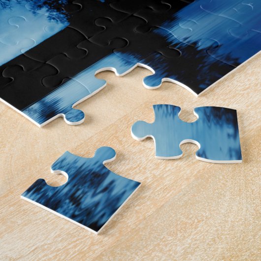 Schöner blauer Nachthimmel mit Pferden und Eichenb Puzzle (Seite)