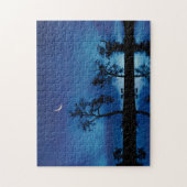 Schöner blauer Nachthimmel mit Pferden und Eichenb Puzzle (Vertikal)