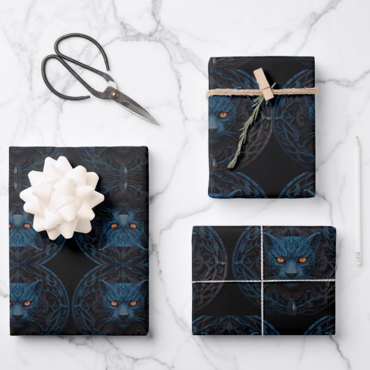 Schöner blauer Panther mit nächtgelben Augen Geschenkpapier Set (Vorderseite)