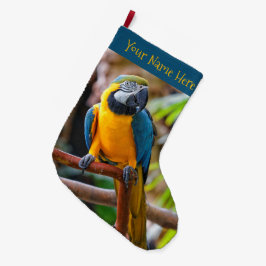 Schöner Blauer Papagei-Vogel Großer Weihnachtsstrumpf