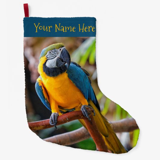 Schöner Blauer Papagei-Vogel Großer Weihnachtsstrumpf (Vorderseite)