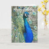 Schöner blauer Pfau Geburtstag Karte (Gelbe Blume)