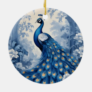 Schöner blauer Pfau Keramik Ornament