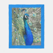 Schöner blauer Pfau mit blauer Grenze Fleecedecke (Vorderseite)