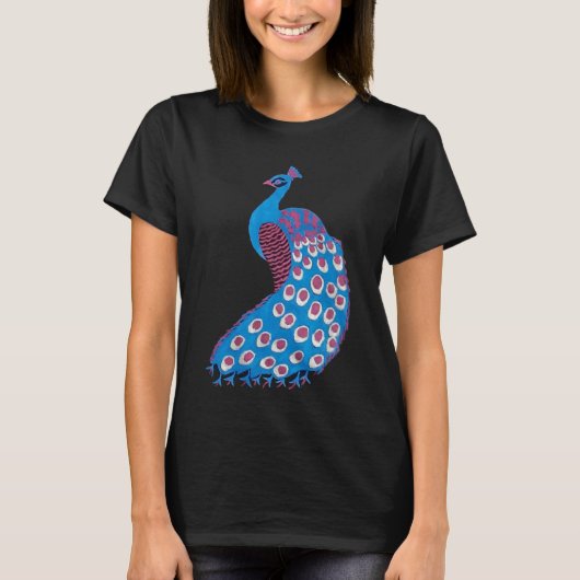 Schöner blauer Pfau T-Shirt (Vorderseite)