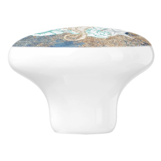 Schöner, blauer Sand Farbe Ufer Sondertext Keramikknauf (Seitenansicht)