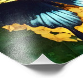 Schöner Blauer Schmetterling auf gelben Blumen Fotodruck (Ecke)