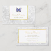 Schöner Blauer Schmetterling Elegante Rose Weißer Visitenkarte (Vorne/Hinten)