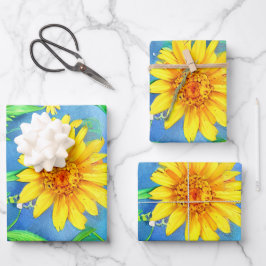 Schöner Blauer Schmetterling in einer Blume Wiese Geschenkpapier Set