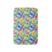 Schöner Blauer Schmetterling mit Blume Wasserfarbe Badematte (Vorderseite Vertikal)