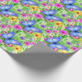 Schöner Blauer Schmetterling mit Blume Wasserfarbe Geschenkpapier (Ecke)