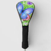 Schöner Blauer Schmetterling mit Blume Wasserfarbe Golf Headcover (Vorderseite)