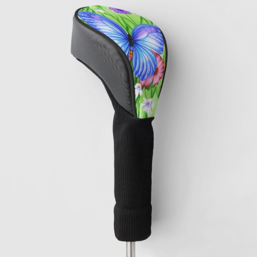 Schöner Blauer Schmetterling mit Blume Wasserfarbe Golf Headcover (angewinkelt)