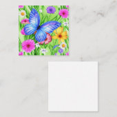 Schöner Blauer Schmetterling mit Blume Wasserfarbe Mitteilungskarte (Vorne/Hinten)