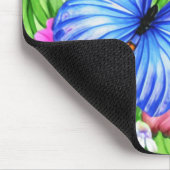 Schöner Blauer Schmetterling mit Blume Wasserfarbe Mousepad (Ecke)