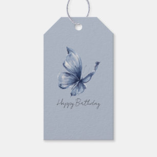Schöner blauer Schmetterlings-Geburtstag Geschenkanhänger