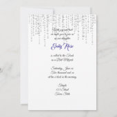 Schöner, blauer Sparkle Glitzer, Bat Mitzvah Einladung (Rückseite)