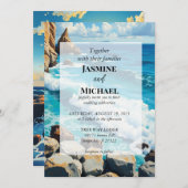 Schöner blauer Strand Einladung (Vorne/Hinten)