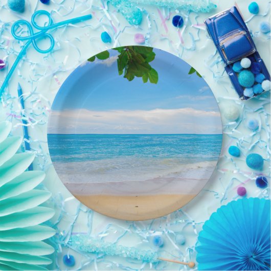 Schöner, blauer tropischer Strand Pappteller (Party)