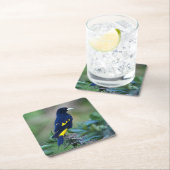 Schöner Blauer und Gelber Vogel Rechteckiger Pappuntersetzer (Vor Ort)