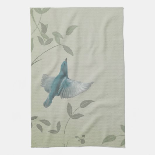 Schöner blauer Vogel Geschirrtuch (Vertikal)