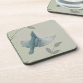 Schöner blauer Vogel Getränkeuntersetzer (Linke Seite)