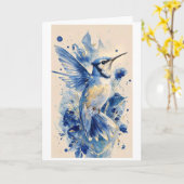 schöner blauer Vogel Karte (Gelbe Blume)