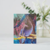 Schöner blauer Vogel Mixed Media Collage Postkarte (Stehend Vorderseite)