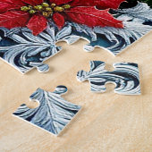 Schöner blauer Weihnachtsmann mit Winterdekoration Puzzle (Seite)