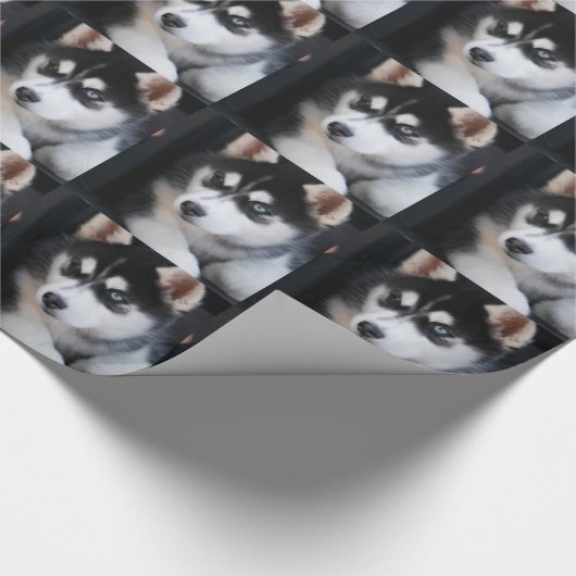 Schöner blaues Augen-sibirischer Husky 2 Geschenkpapier (Ecke)