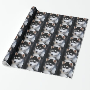 Schöner blaues Augen-sibirischer Husky 2 Geschenkpapier