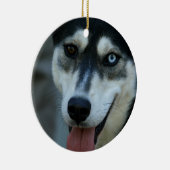Schöner blaues Augen-sibirischer Husky Keramikornament (Rechts)