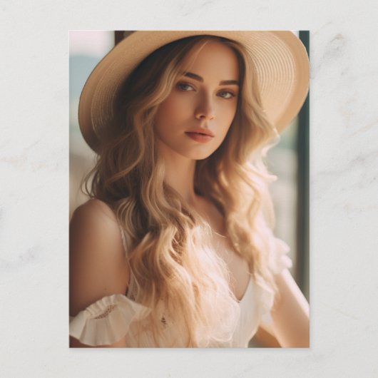 Schöner Blond in Pink Postkarte (Vorderseite)