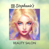 Schöner Blonde Girl Beauty Salon mit QR Code Fensteraufkleber (Blatt 3)