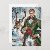 Schöner blonder Mann und ein Weihnachtsmann Postkarte (Vorne/Hinten)