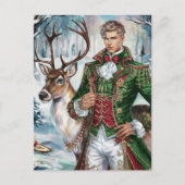 Schöner blonder Mann und ein Weihnachtsmann Postkarte (Vorderseite)