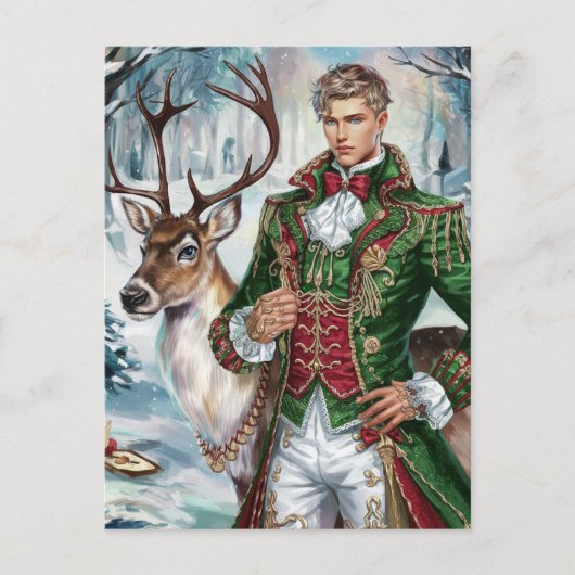 Schöner blonder Mann und ein Weihnachtsmann Postkarte (Vorderseite)