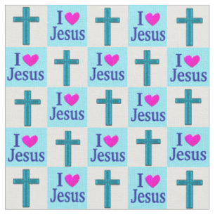 SCHÖNER BLUE CROSS I LIEBE JESUS FABRIC STOFF