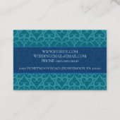 Schöner Blue Damask Hochzeitsplaner Visitenkarte (Rückseite)