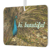 Schöner Blue Peacock mit offenen Schwanz Feathers Autolufterfrischer (Links)