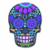 Schöner Blue Sugar Skull | Imitate sehen groß aus Aufkleber (Vorderseite)