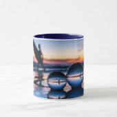 Schöner Blue Surfer Lensball Sunset Tasse (Zentrum)