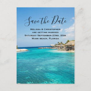 Schöner Blue Tropical Beach Save the Date Hochzeit Einladungspostkarte